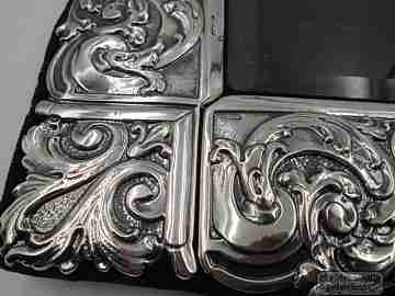 Photo frame. Embossed sterling silver. Scrolls & vegetable motifs. 1970's