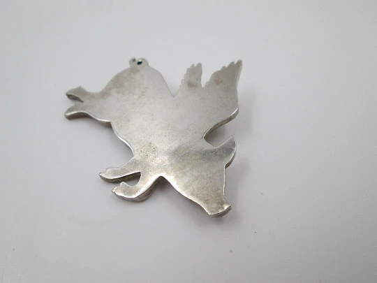Pig with wings women's brooch. 925 sterling silver. Ring on back. 1980's
