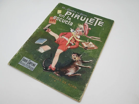 Pirulete at school. Ramón Sopena. Asha drawings. Color stories. 1930's