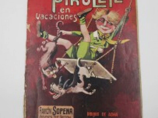 Pirulete en vacaciones. Ramón Sopena. Dibujos Asha. Cuentos color. 1930