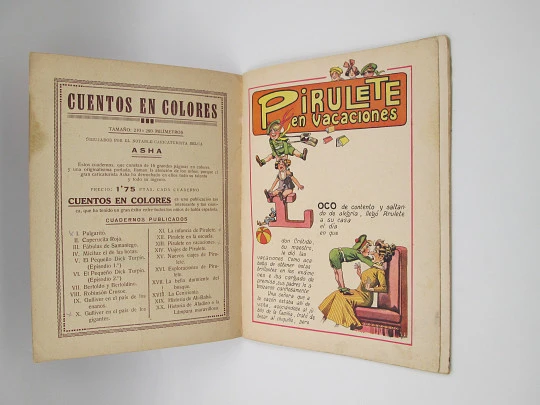 Pirulete on holidays. Ramón Sopena. Asha drawings. Color stories. 1930's