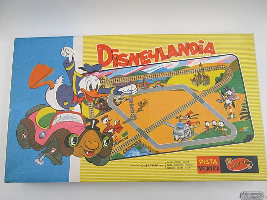 Pista mecánica Disneylandia. Geyper. Coches a cuerda. 1965. Caja