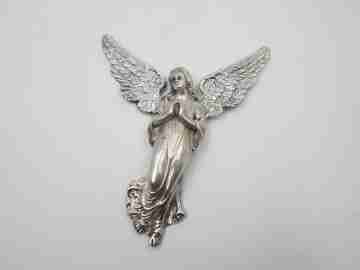 Placa colgante pared. Plata de ley 925. Ángel de la Guarda figura. 1980
