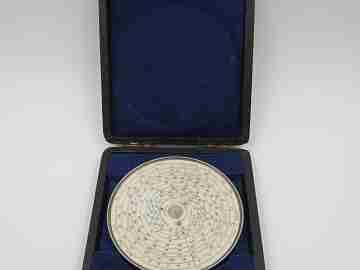 Pocket calculator Fowler's. Circular Slide Rule. Wood box. 1940's