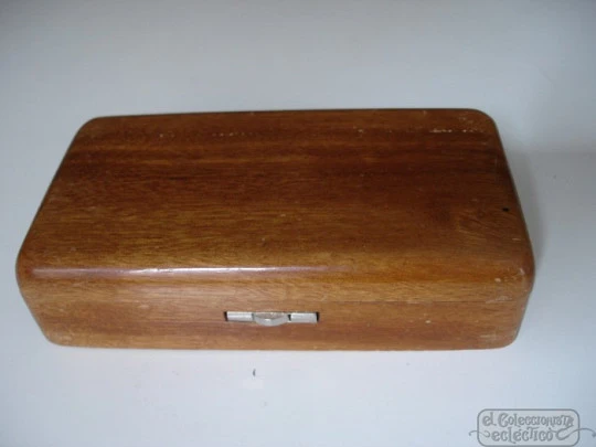 Pocket jeweller balance scale. 1970's. Weights, teaspoon and box