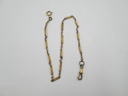 Pocket Watch Chain Gold Plated Rectangles And Spiral Bars El