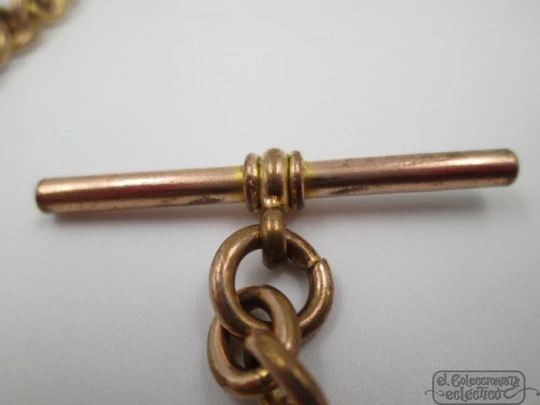 Pocket watch chain. Gold plated. George IV shilling pendant