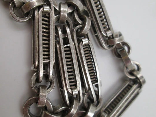 Pocket watch chain. Rings & openwork cylinders. Silver. Pendant. 1910