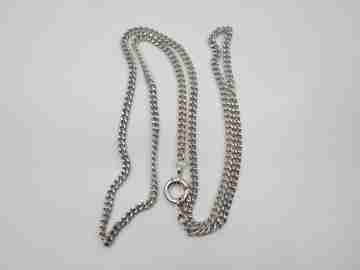 Pocket watch curb link chain. 925 sterling silver. Ring clasp. Europe. 1910's