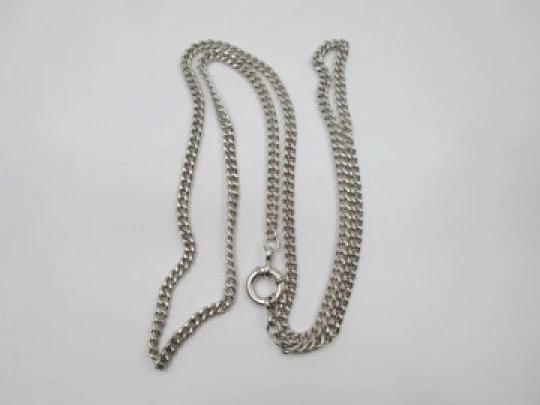 Pocket watch curb link chain. 925 sterling silver. Ring clasp. Europe. 1910's