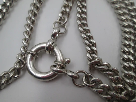 Pocket watch curb link chain. 925 sterling silver. Ring clasp. Europe. 1910's