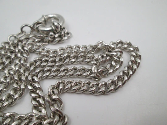 Pocket watch curb link chain. 925 sterling silver. Ring clasp. Europe. 1910's