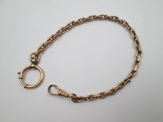 Pocket watch decreasing links chain. Gold plated. Europe. Spring ring clasp. 1930's