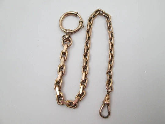 Pocket watch decreasing links chain. Gold plated. Europe. Spring ring clasp. 1930's