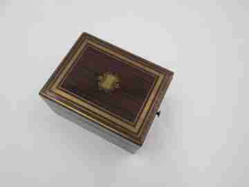 Pocket watch display stand box. Wood and bronze details. 1910's. Europe
