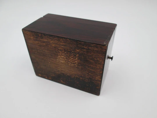 Pocket watch display stand box. Wood and bronze details. 1910's. Europe