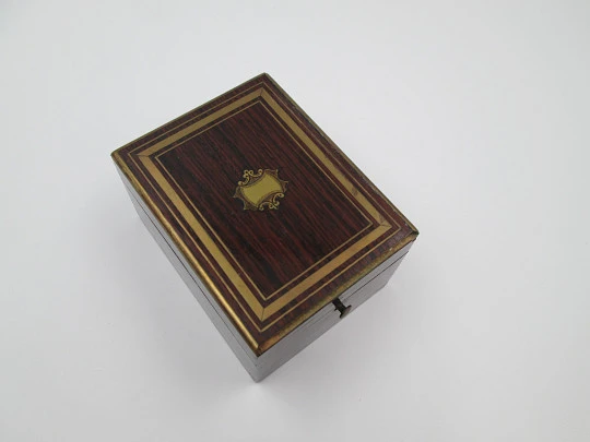 Pocket watch display stand box. Wood and bronze details. 1910's. Europe