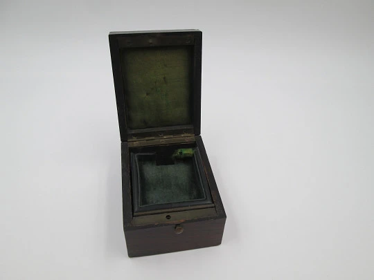 Pocket watch display stand box. Wood and bronze details. 1910's. Europe