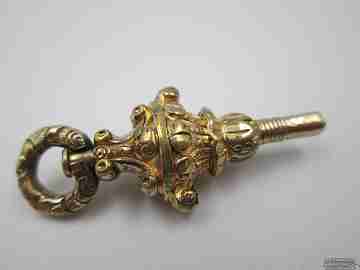 Pocket watch key fob. Gold plated. 19th century. Vegetable motifs. Capital