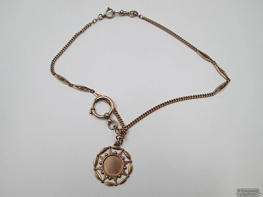 Pocket watch link chain. Gold plated. Star pendant. 1920's