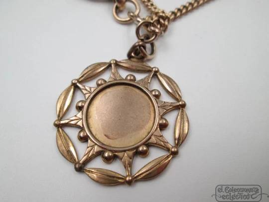 Pocket watch link chain. Gold plated. Star pendant. 1920's