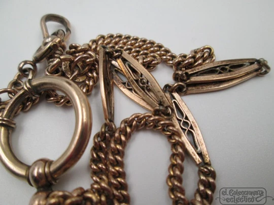 Pocket watch link chain. Gold plated. Star pendant. 1920's