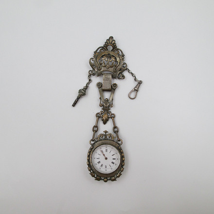 Pocket Watch With Chain Silver And Gold Plated Key-wind. | El