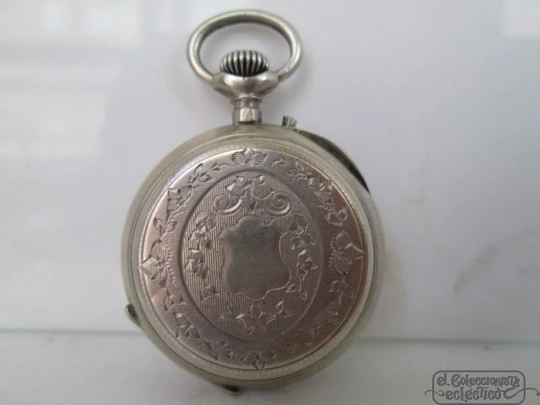 Pocket watch. Sterling silver. Porcelain dial. Stem-wind. 1890's. Open-face