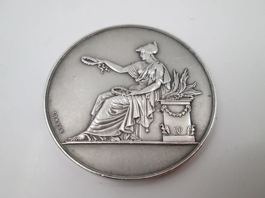 Polytechnic Association medal. Goddess Minerva. 950 sterling silver. Nicolas Brenet