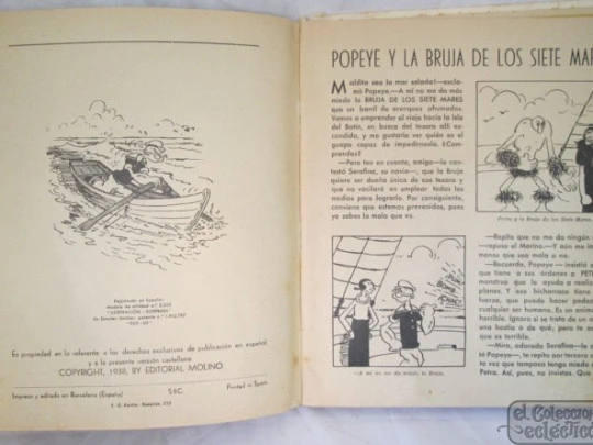 Popeye y La Bruja de los Siete Mares. Editorial Molino, 1938. Libro Pop Up