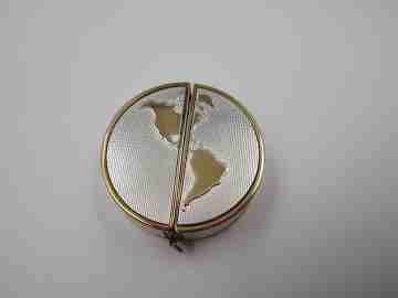 Poresa 'World map' travel watch. Silver plated and golden. Manual wind. 1960's