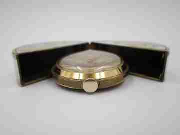 Poresa 'World map' travel watch. Silver plated and golden. Manual wind. 1960's