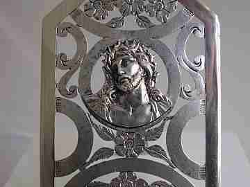 'Porta Paz'. Sterling silver. Head Jesus. Circa 1920. High relief