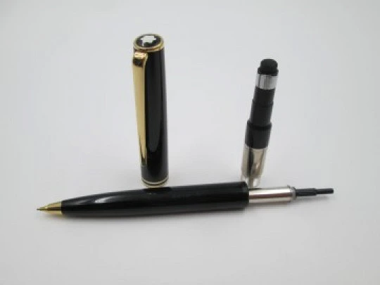 Portaminas Montblanc Classic Resina negra y metal dorado. Años 80