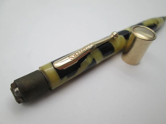 Portaminas Sheaffer Titan Lifetime. Celuloide negro y perla. Detalles laminados oro. 1920 Portaminas Sheaffer Titan Lifetime. Celuloide negro y perla. Detalles laminados oro. 1920