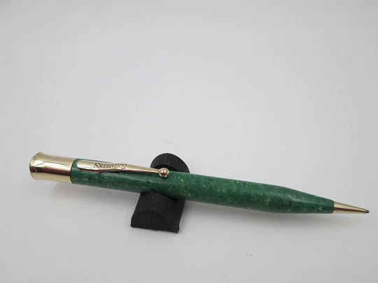 Portaminas Sheaffer Titan Lifetime. Celuloide radite verde jade y detalles laminados oro