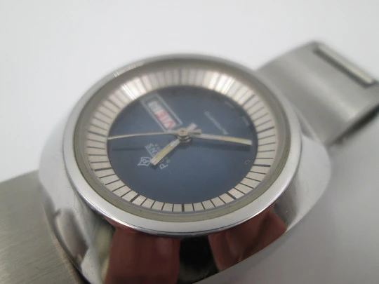 Potens De Luxe ladies wristwatch. Steel. Automatic. Blue dial. Calendar. Bracelet