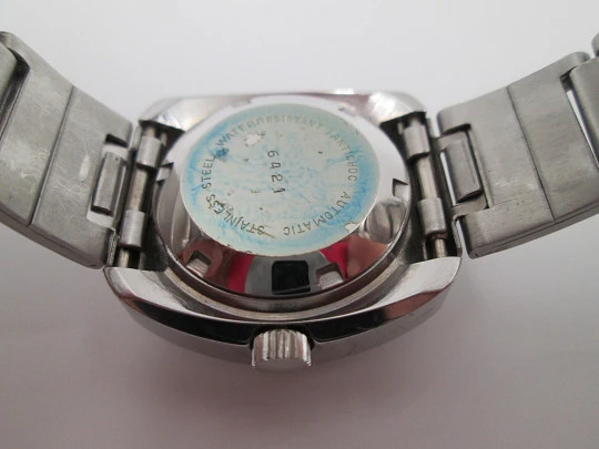 Potens De Luxe ladies wristwatch. Steel. Automatic. Blue dial. Calendar. Bracelet