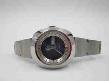 Potens De Luxe mujer. Automático. Acero. Dial azul. Calendario. Brazalete. 1970
