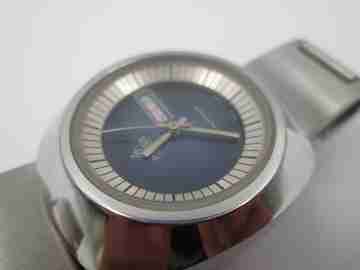 Potens De Luxe mujer. Automático. Acero. Dial azul. Calendario. Brazalete. 1970