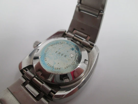 Potens De Luxe mujer. Automático. Acero. Dial azul. Calendario. Brazalete. 1970