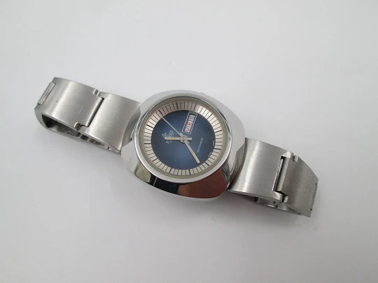 Potens De Luxe mujer. Automático. Acero. Dial azul. Calendario. Brazalete. 1970