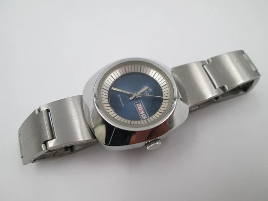 Potens De Luxe mujer. Automático. Acero. Dial azul. Calendario. Brazalete. 1970