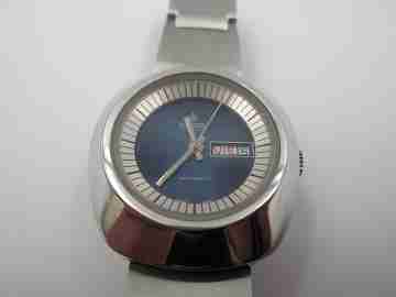 Potens De Luxe mujer. Automático. Acero. Dial azul. Calendario. Brazalete. 1970