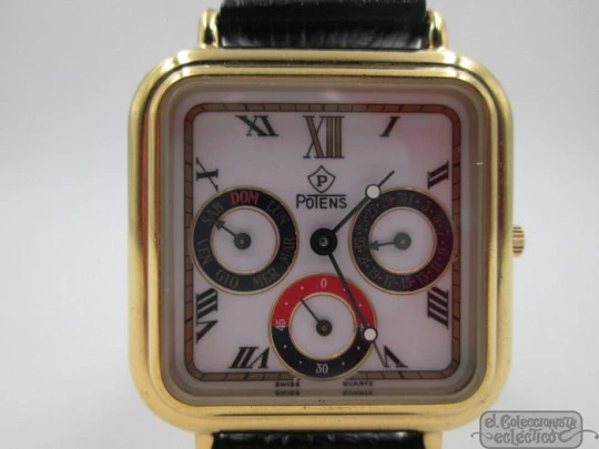 Potens. Gold plated & steel. Grand complication. 1980's. Quartz. Women