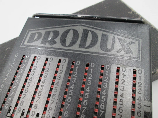 Produx Record pocket mechanical calculator. 1950s. Germany. Folder