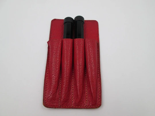 Propelling pencils set. Red leather pouche. Germany. Bakelite. 1940's