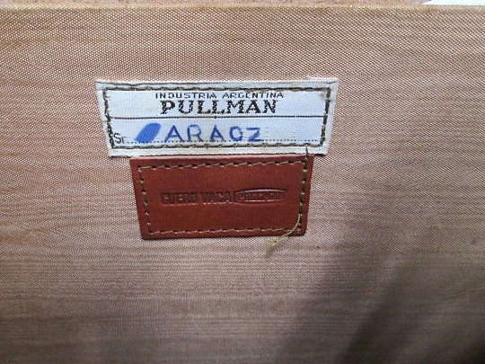 Pullman doctor's / travel bag suitcase. Leather and wood. Double lock & handle. Argentina
