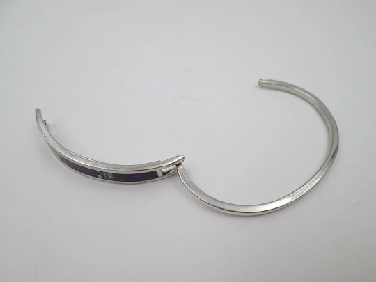 Pulsera aro mujer. Plata de ley, amatistas y madreperla. Cierre gancho. 1980