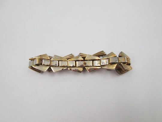 Pulsera articulada art decó para mujer. Metal chapado en oro. Cierre de pinza. 1940 Pulsera articulada art decó para mujer. Metal chapado en oro. Cierre de pinza. 1940